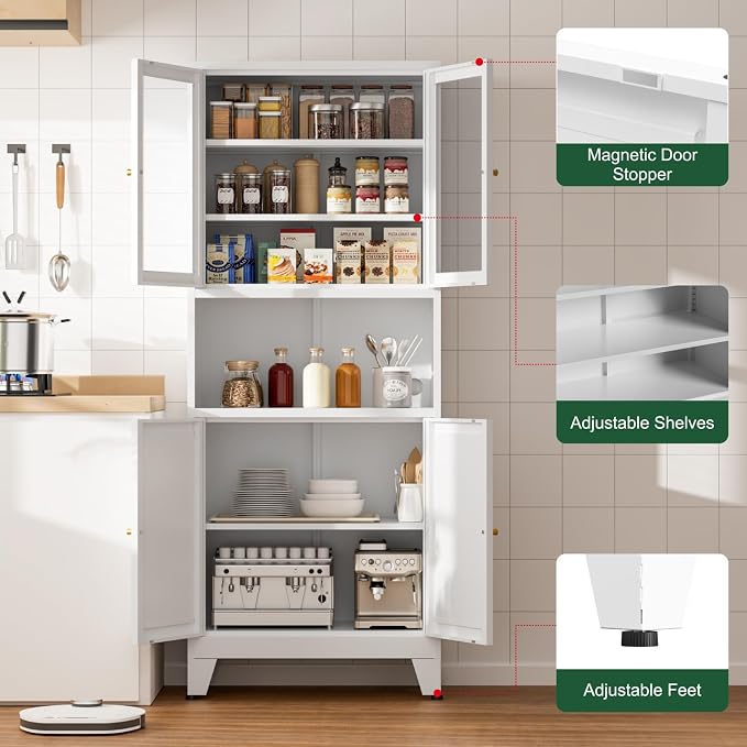 Metal Kitchen Pantry Cabinet, Freestanding Cupboards