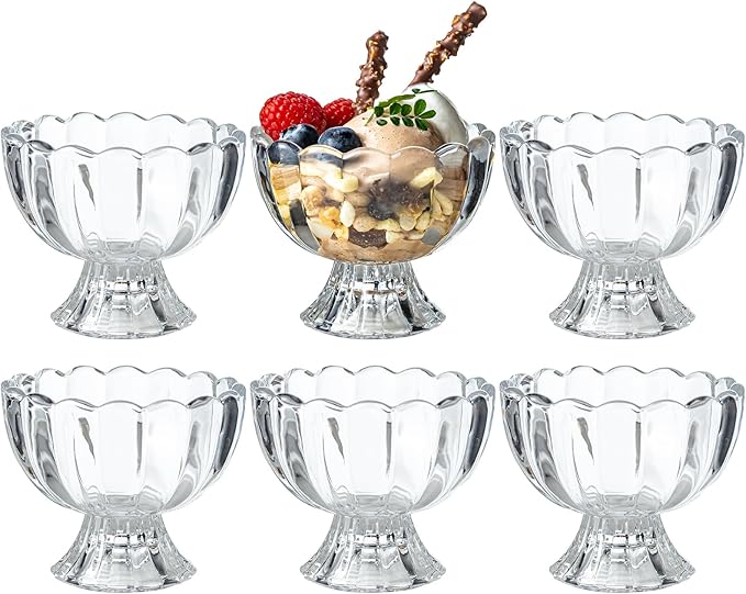 5oz Iced Cream Dessert Bowl, Vintage Footed Tulip Glass Dessert Cups, Cute