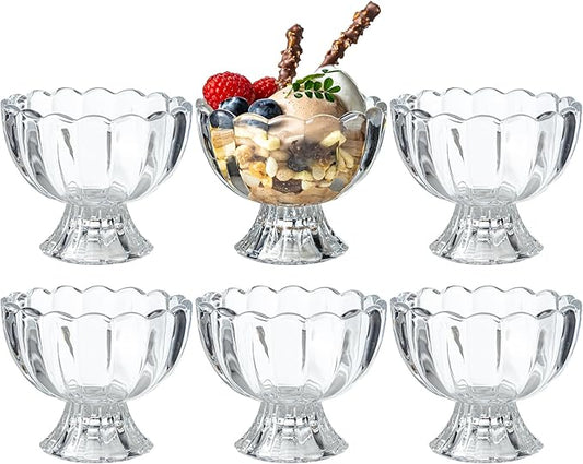 5oz Iced Cream Dessert Bowl, Vintage Footed Tulip Glass Dessert Cups, Cute