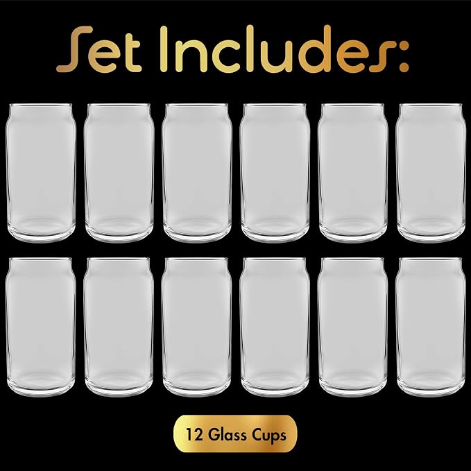 16 oz Can Shaped Glass Cups, Aesthetic Soda Can Cup Clear Glass Tumbler Beer