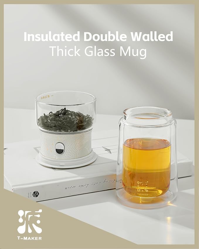 ZENS Glass Tea Infuser Pot, Modern One Touch Tea Maker
