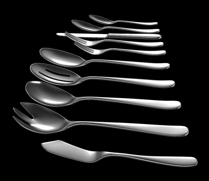 Silverware Set for 8 with Serving Utensils, 18/10 Stainless Steel Flatware