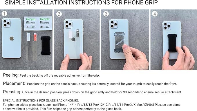 Phone Grip Holder for Hand, Universal Finger Strap Phone Holder, Finger Selfie
