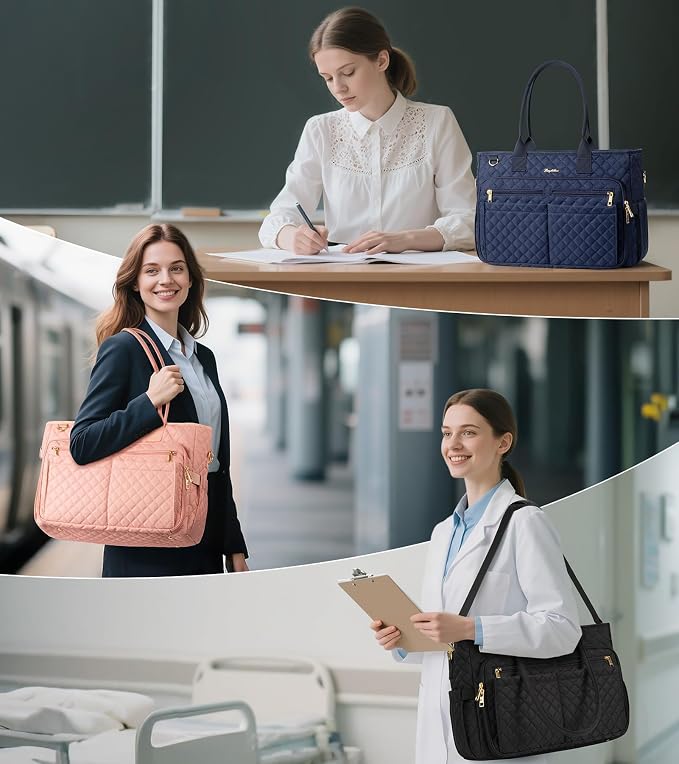 Bagstellar Teacher Tote Bag for Women, 15.6" Laptop Work Tote Computer Bag |