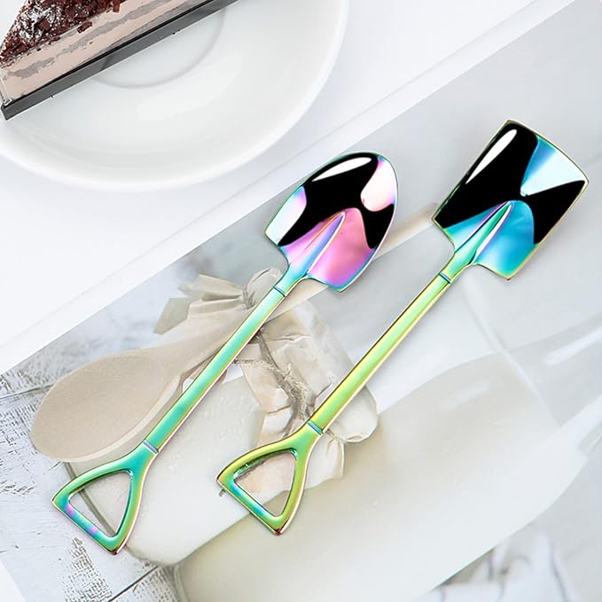 10Pcs Shovel Spoons Stainless Steel Spoon Reusable Dessert Spoons