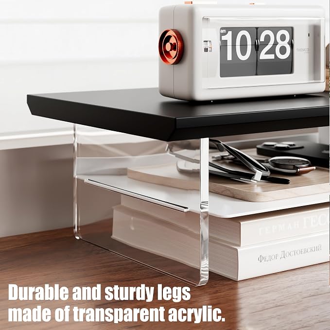Dual‑Tier Monitor Stand for Modern Desk Setup – Minimalist Wooden and Metal
