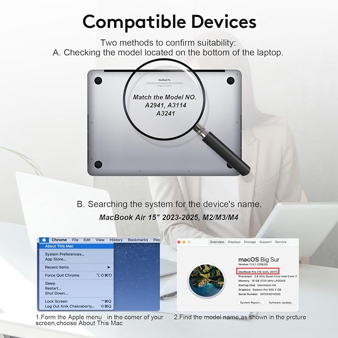 Magnetic Privacy Screen for MacBook Air 15 inch, Detachable Screen Protector