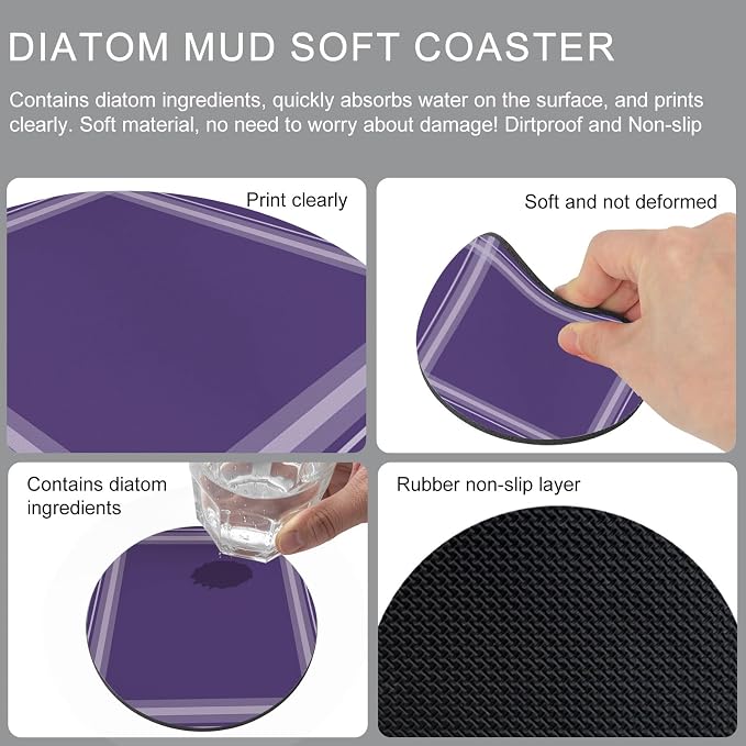 Vintage Purple Coasters Set of 4 Absorbent Coasters