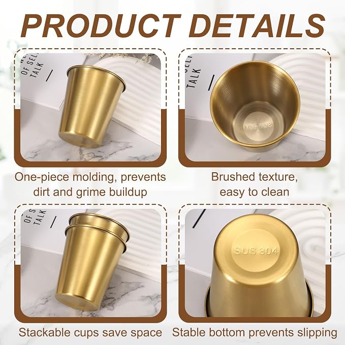 uxcell 2 Pcs Stainless Steel Cups, 12oz/350ml Metal Cups Double Wall Tumbler