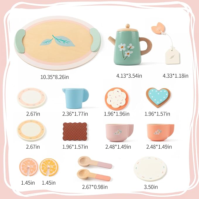 Tea Party Set for Little Girls Birthday Gift Pretend Play Food Princess Toy |