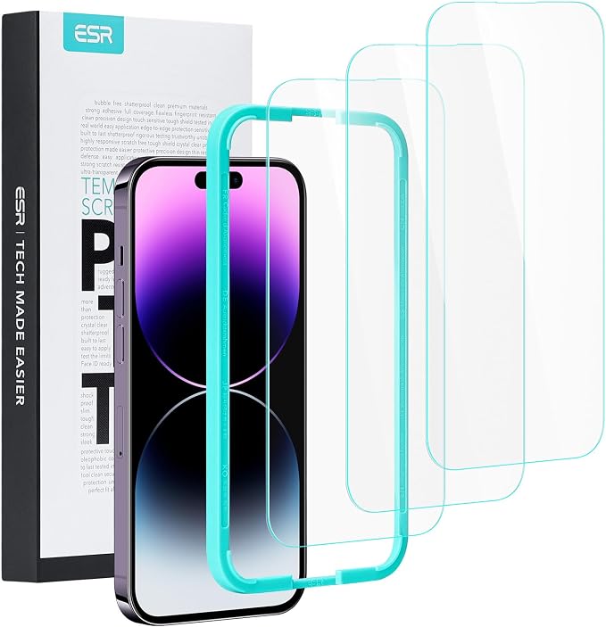 ESR 3 Pack for iPhone 14 Pro Max Screen Protector, Tempered Glass Film