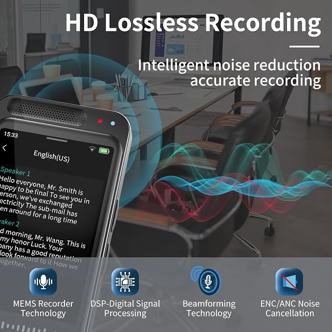 AI Voice Recorder with Playback, Digital Voice Recorder with AI Transcription