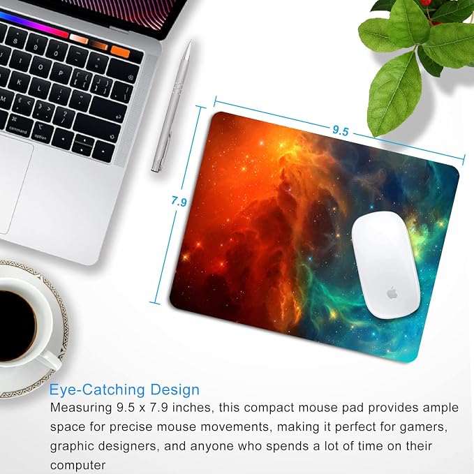 Galaxy Mouse pad, Non-Slip Washable Small Mouse mat 9.5 X 7.9 inch
