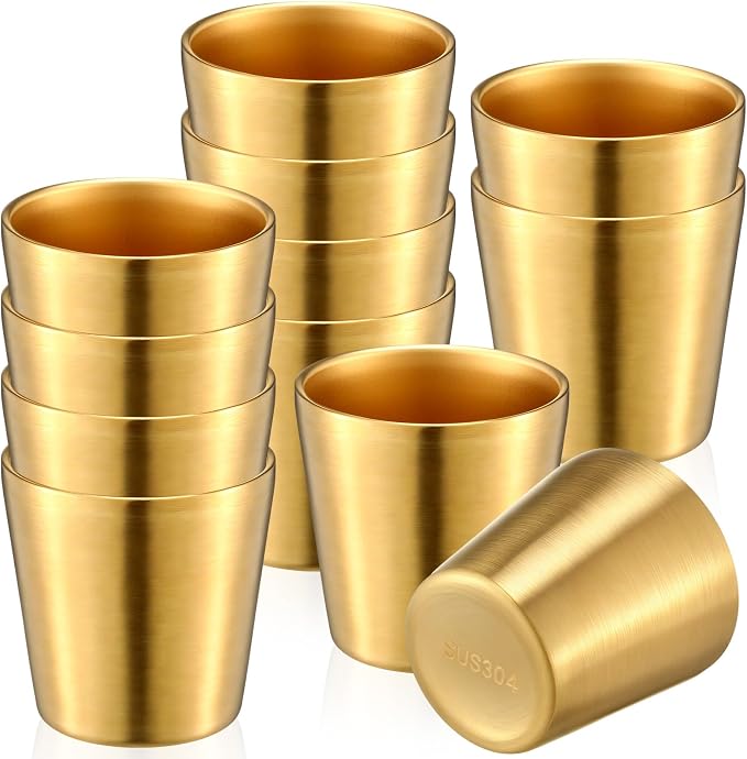 Amyhill 12 Pieces Stainless Steel Cups Double Wall Tumbler Glasses Stackable