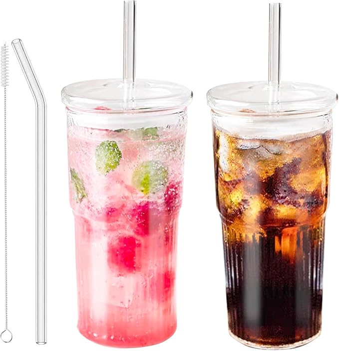 JunVpic Glass Coffee Tumbler, 20 oz Glass Cup