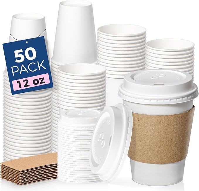 Fit Meal Prep 50 Pack 12 oz Disposable Coffee Cups
