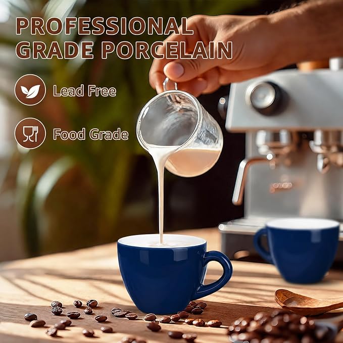 Pilnocok Ceramic Espresso Cups Set of 2, 2.5 oz Blue Small Coffee Mugs |