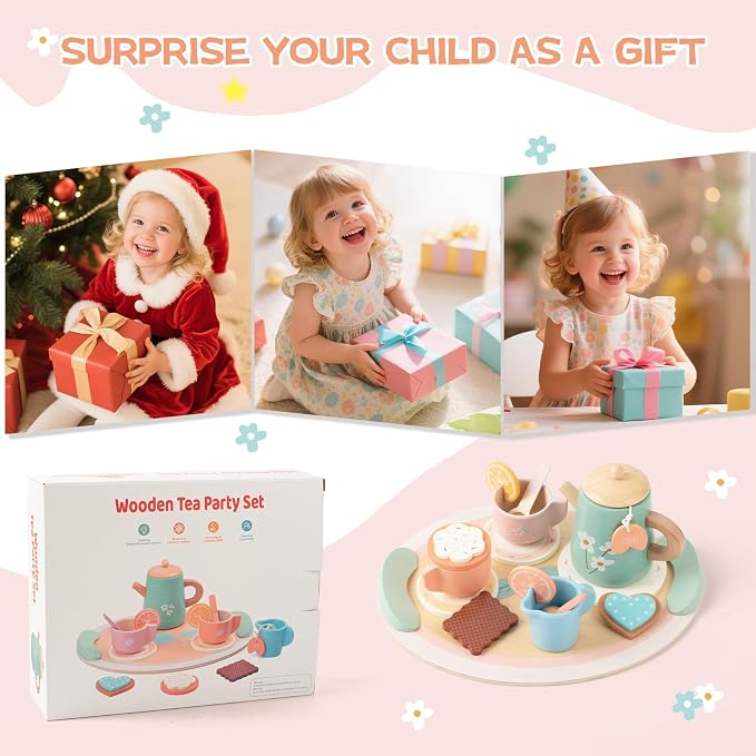 Tea Party Set for Little Girls Birthday Gift Pretend Play Food Princess Toy |