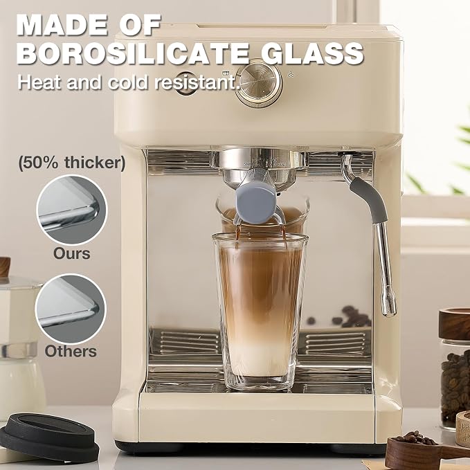 Qipecedm® 2 Packs Double Walled Glass Coffee Mugs