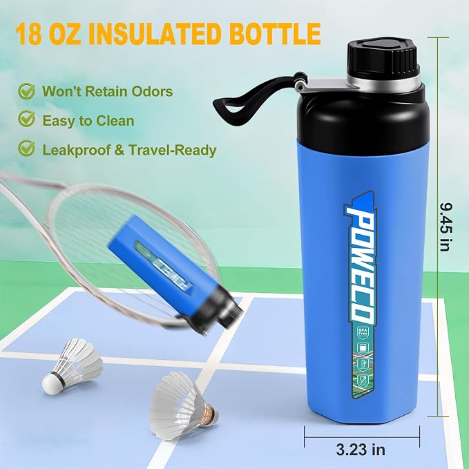 Ceramic Lined Water Bottle, 18 oz Insulated Travel Mug