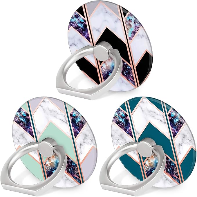 Bonoma Phone Ring Grip, 3 Pack Wave Geometric Marble 360 Degree Rotation 180