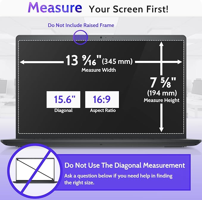 15.6 Inch Laptop Privacy Screen Compatible