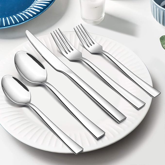 40-Piece Silverware Set, E-far Stainless Steel Flatware Set Service