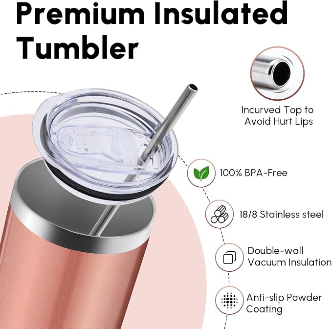 Volhoply 4 Pack Skinny Tumblers