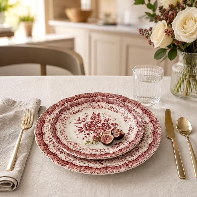 TUDOR ROYAL 24-Piece Porcelain Round Dinnerware Set, Service