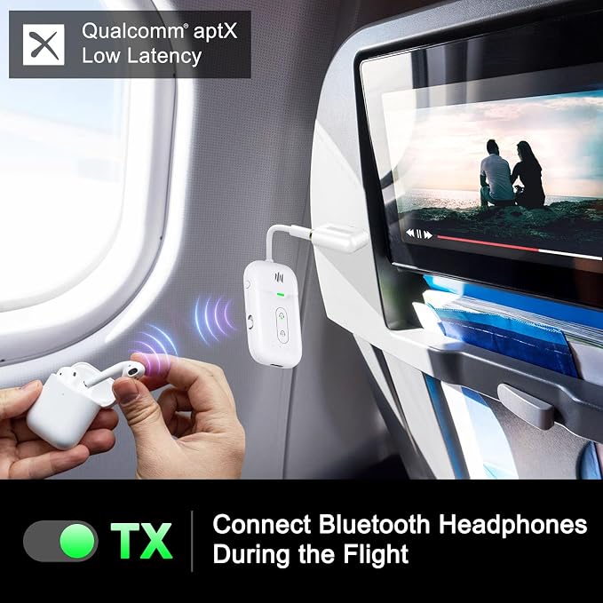 Premium Airplane Bluetooth 5.4 Transmitter Adapter, Supports 2