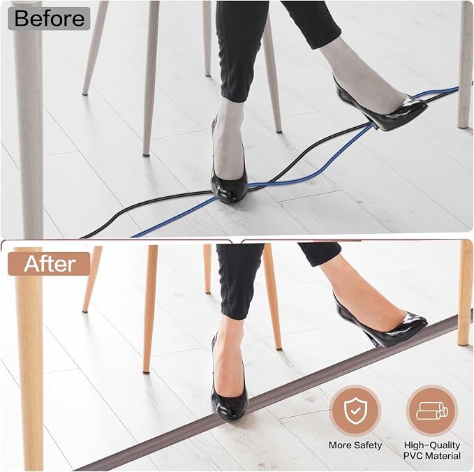 Floor Cord Cover Self Adhesive Cord Hider Floor Extension Cord Covers