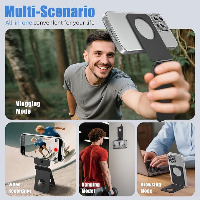 Magnetic Tripod for iPhone, Aluminium Phone Tripod Stand Compatible