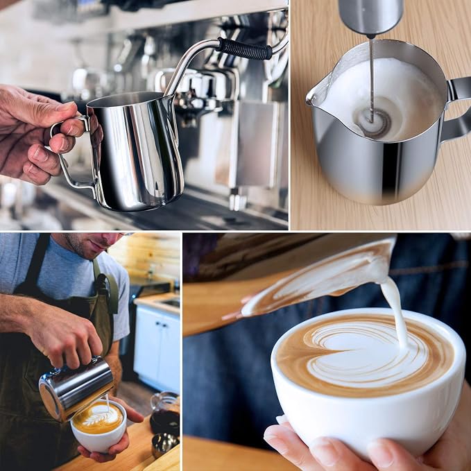 Milk Frothing Pitcher, Thicker Version 350ml 12oz Steaming Pitchers Stainless