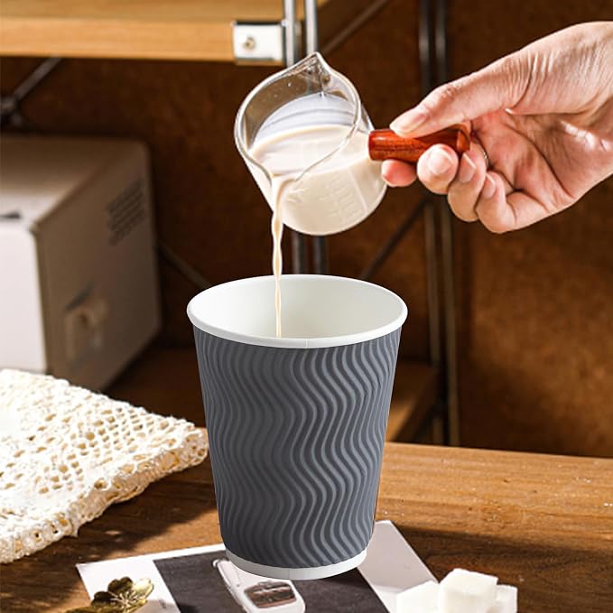 Clawsoff 150 Pack 8 oz Coffee Cups Disposable Insulated Paper Cup Gray |