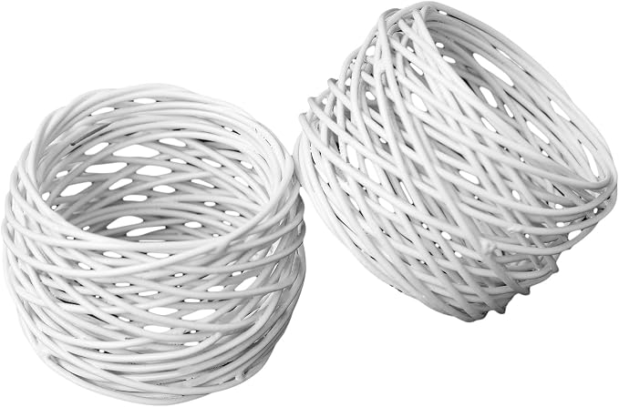 ITOS365 Handmade White Round Mesh Napkin Rings Holder