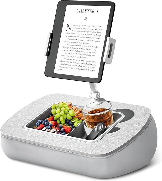 Tablet Stand Pillow with Snack Bowl, iPad Lap Holder