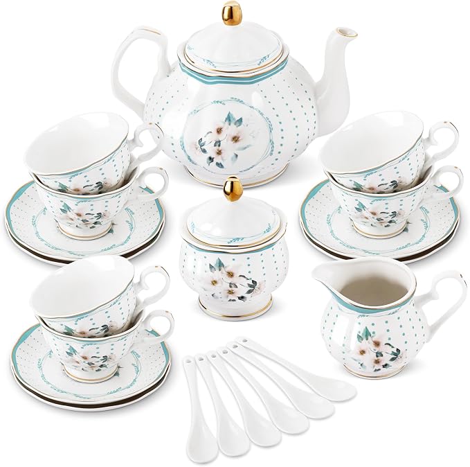 fanquare 21 Pieces Royal Style Porcelain Tea Set