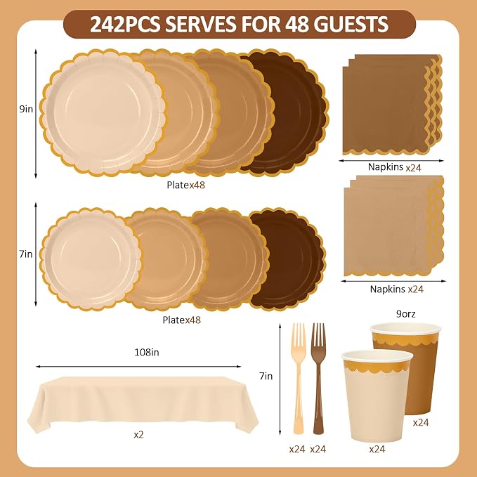 Brown Plates and Napkins Party Supplies