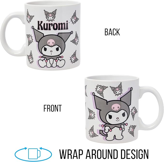Silver Buffalo Sanrio Hello Kitty and Kuromi Poses, Ceramic Mug, 20oz | Hello