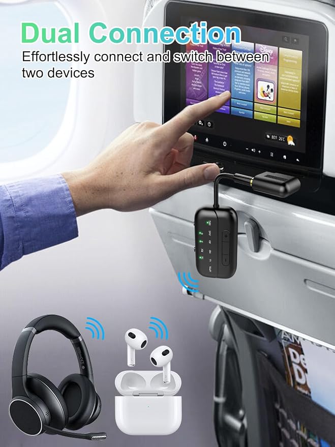 2025 Upgraded Pro Bluetooth 5.4 Transmitter Receiver, 2-in-1 Airplane Wireless