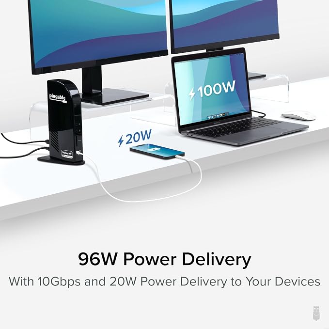 Plugable 13-in-1 USB C Docking Station 4K Triple Monitor