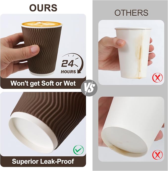 100Pack 8oz Disposable Coffee Cups