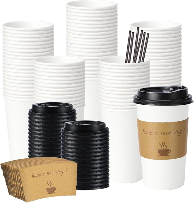 BYSNOW 16 oz 50 pack Disposable Coffee Cups