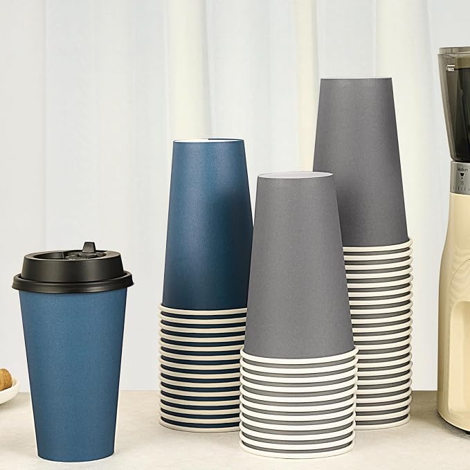 LITOPAK 100 Pack 16 oz Disposable Paper Coffee Cups