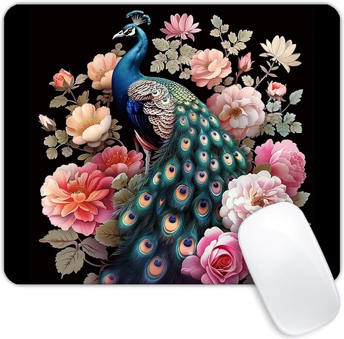 Square Mouse Pad Colorful Peacock