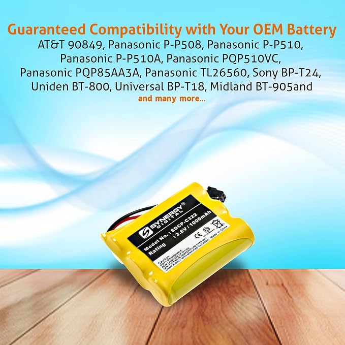 Synergy Digital Cordless Phone Battery, Compatible