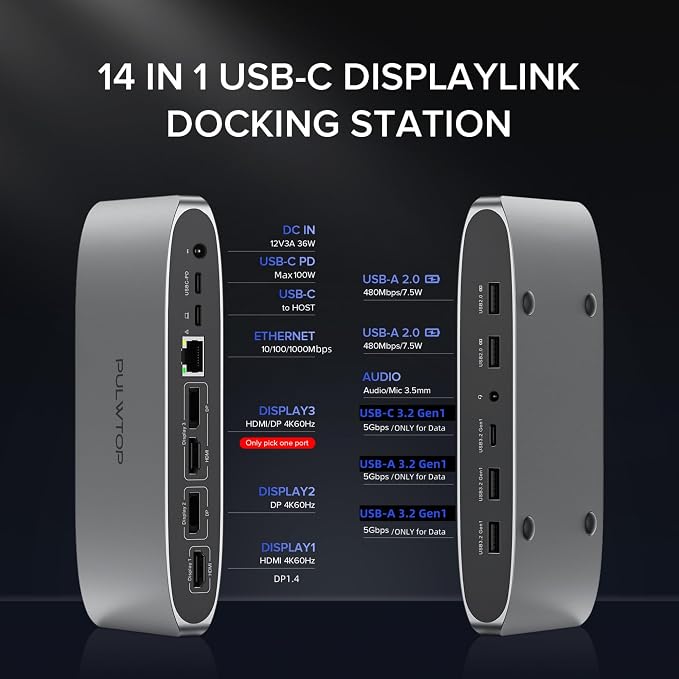 Displaylink Docking Station, Triple Display DisplayLink Dock