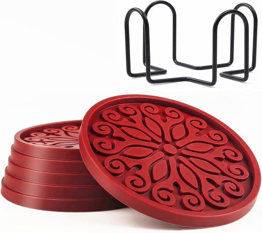 Coasters for Drinks, Resistant Reusable Silicone Coasters