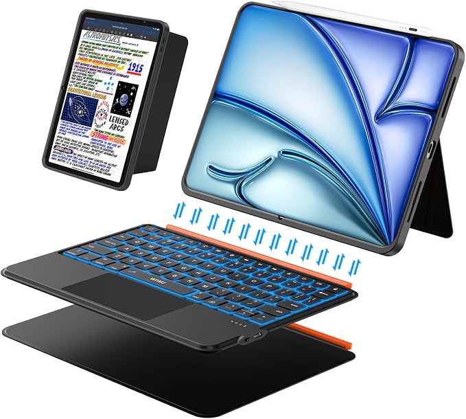 Keyboard Case for iPad Air 11 inch M3 M2&Pro 11, Magnetic Detachable iPad A16