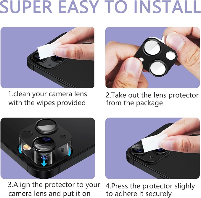 2 Pack Camera Lens Protector for iPhone 15 / iPhone 15 Plus, AR Tempered Glass